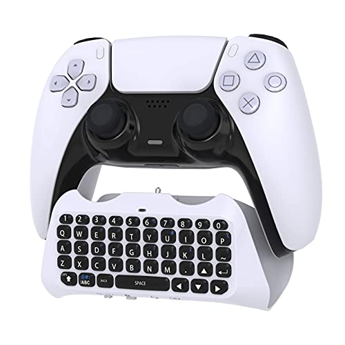 Auarte Gaming Tastatur Kabellos Kompatibel mit PS5 Wireless Controller, Mini Bluetooth Tastatur mit Lautsprecher und 3,5mm Headset Audio Buchse, 47 Tasten Kleine Chatpad Kompatibel mit Playstation 5 von Auarte