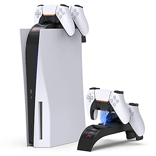 Controller Ladestation für PS5 Zubehör, Auarte 2,5 Std Schnelllade Dual Ladegerät Kompatibel mit Playstation 5, LED-Anzeige Ladedock Kompatibel mit DualSense Wireless Controller, Schwarz von Auarte