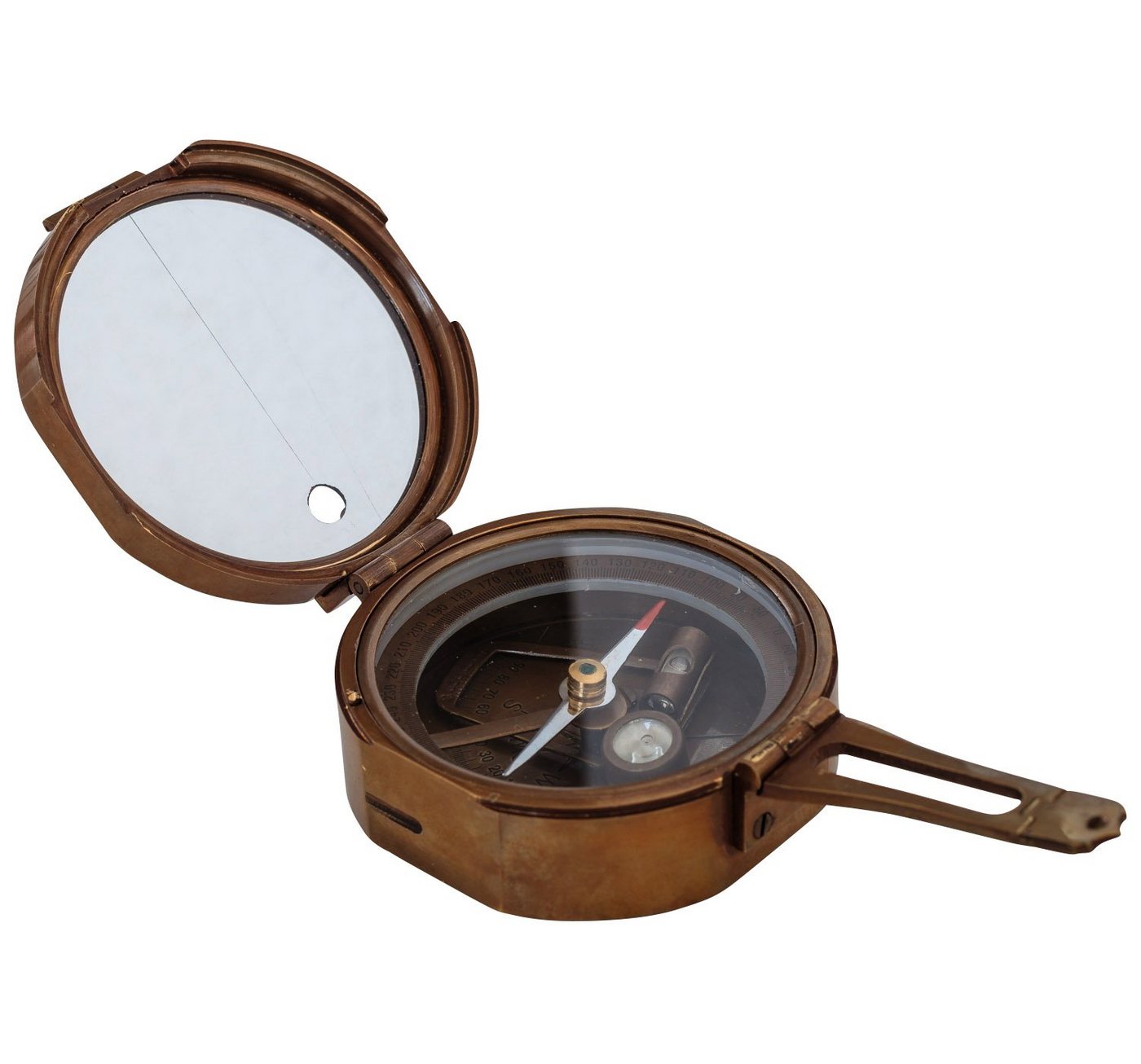Aubaho Kompass Kompass Peilkompass Maritim Navigation Messing Glas Antik-Stil Replik von Aubaho