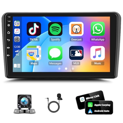 22,9 cm (9 Zoll) Autoradio mit integriertem Apple Carplay/GPS/Android 13/4 + 64G/Bluetooth/WLAN/Rückfahrkamera, kompatibel mit Audi A3 S3 RS3 2003–2012 Android 13 von Aublinto