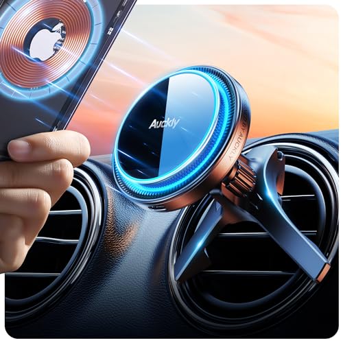 Auckly 15W Magsafe Autohalterung mit Ladefunktion,【Dreiecksclip】 Auto Lüftung Wireless Car Charger KfZ Magnet Handyhalterung für iPhone 15 14 13 12 Pro Max Mini Plus für Benz Audi BMW [A28 SJ] von Auckly