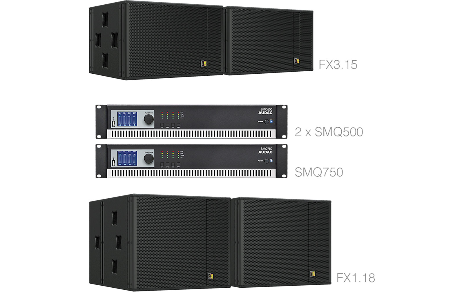 Audac FORTE 315.4 B Hochleistungs-Lautsprecher-Set mit Sub von Audac