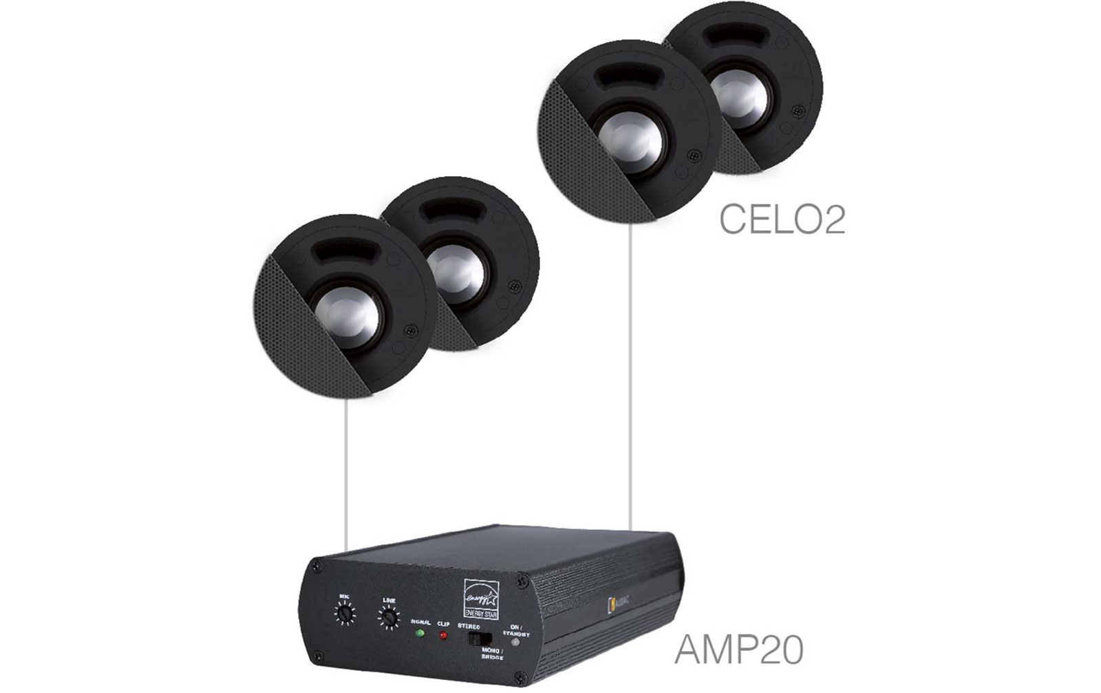 Audac SENSO 24 B Lautsprecher Set (4 x CELO2 + AMP20) schwarz von Audac