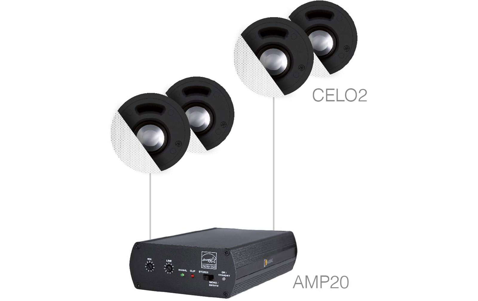 Audac SENSO 24 W Lautsprecher Set (4 x CELO2 + AMP20) weiß von Audac