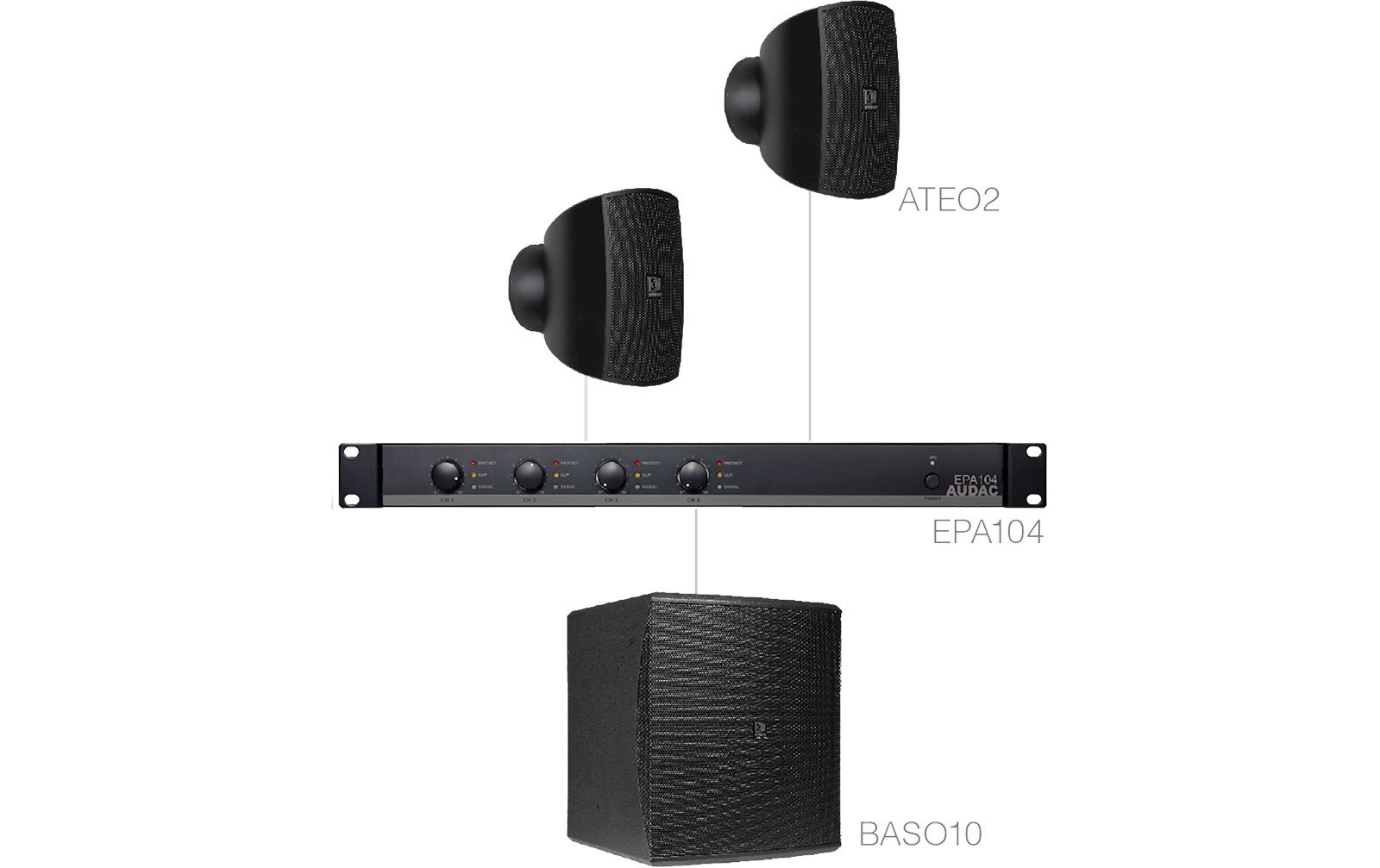 Audac SUBLI 2.3E B Aufbaulautsprecher-Set mit Sub von Audac