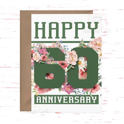 Audacious Cards Glückwunschkarte zum 60. Jahrestag für Paare, Glückwunschkarte zum 60. Hochzeitstag, Blumengrußkarte für Freunde oder Familie von Audacious Cards