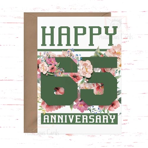 Audacious Cards Glückwunschkarte zum 65. Jahrestag für Paare, Glückwunschkarte zum 65. Hochzeitstag, Blumengrußkarte für Freunde oder Familie von Audacious Cards