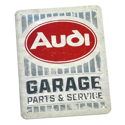 Audi A8-8973 Blechschild Pflaume Oval Logo GARAGE Schriftzug 3D-Prägung Schild, Größe: 20x15cm Audi A8-8973 Blechschild Pflaume Oval Logo GARAGE Schriftzug 3D-Prägung Schild, Größe: 20x15cm von Audi