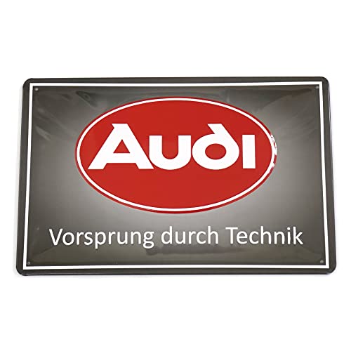 Audi A8-8982 Blechschild Audi Oval Logo 3D-Prägung Stahlblech, Vorsprung durch Technik von Audi
