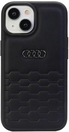 Audi GT Synthetic Leather Hülle für iPhone 15 Plus 6.7" Schwarz hardcase AU-TPUPCIP15M-GT/D2-BK von Audi