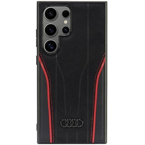 Audi Genuine Leather Hülle für S24 Ultra S928 Schwarz und Rot hardcase AU-TPUPCS24U-R8/D3-RD von Audi