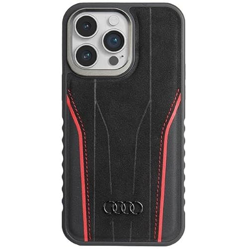 Audi Genuine Leather Hülle für iPhone 14 Pro Max 6.7" Schwarz und Rot hardcase AU-TPUPCMIP14PM-R8/D3-RD von Audi