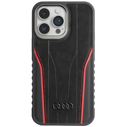 Audi Genuine Leather Hülle für iPhone 15 Pro 6.1" Schwarz und Rot hardcase AU-TPUPCMIP15P-R8/D3-RD von Audi