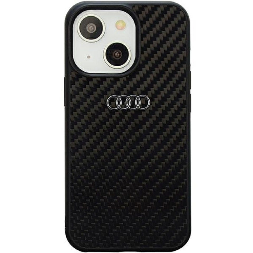 Audi Handyhülle Case iPhone 14 Carbon Optik schwarz silber 6,1 Zoll, Kantenschutz von Audi