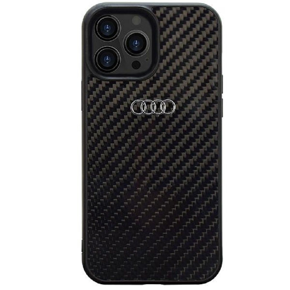 Audi Handyhülle Case iPhone 14 Pro Carbon Optik schwarz silber 6,1 Zoll, Kantenschutz von Audi