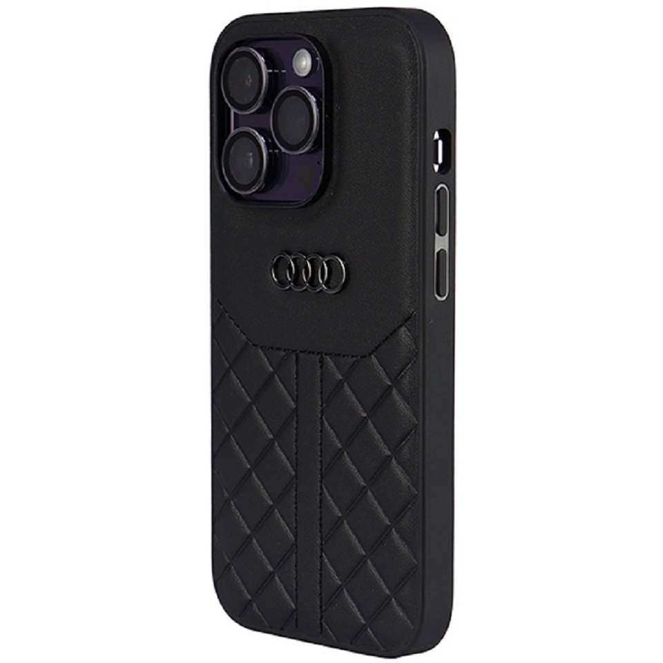 Audi Handyhülle Case iPhone 14 Pro Serie Q8 schwarz Echtleder Logo 6,1 Zoll, Kantenschutz von Audi