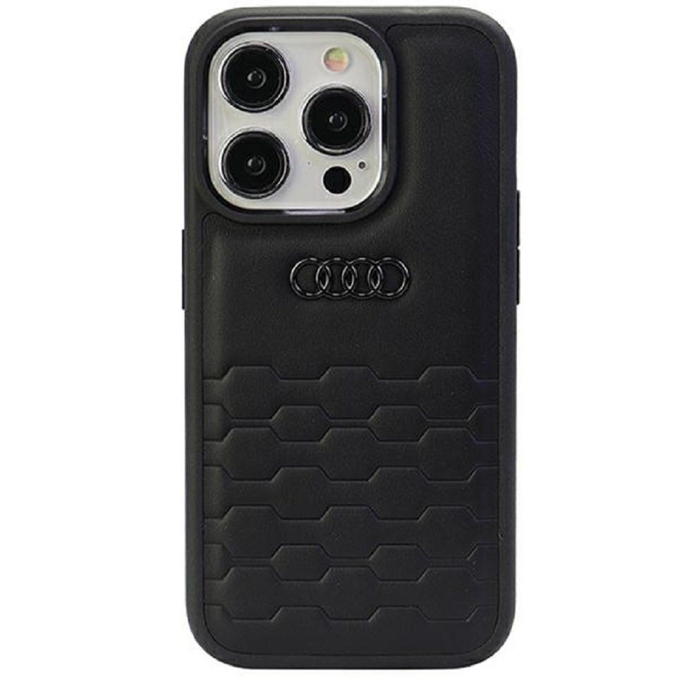 Audi Handyhülle Case iPhone 15 Pro Serie GT schwarz Kunstleder Logo 6,1 Zoll, Kantenschutz von Audi