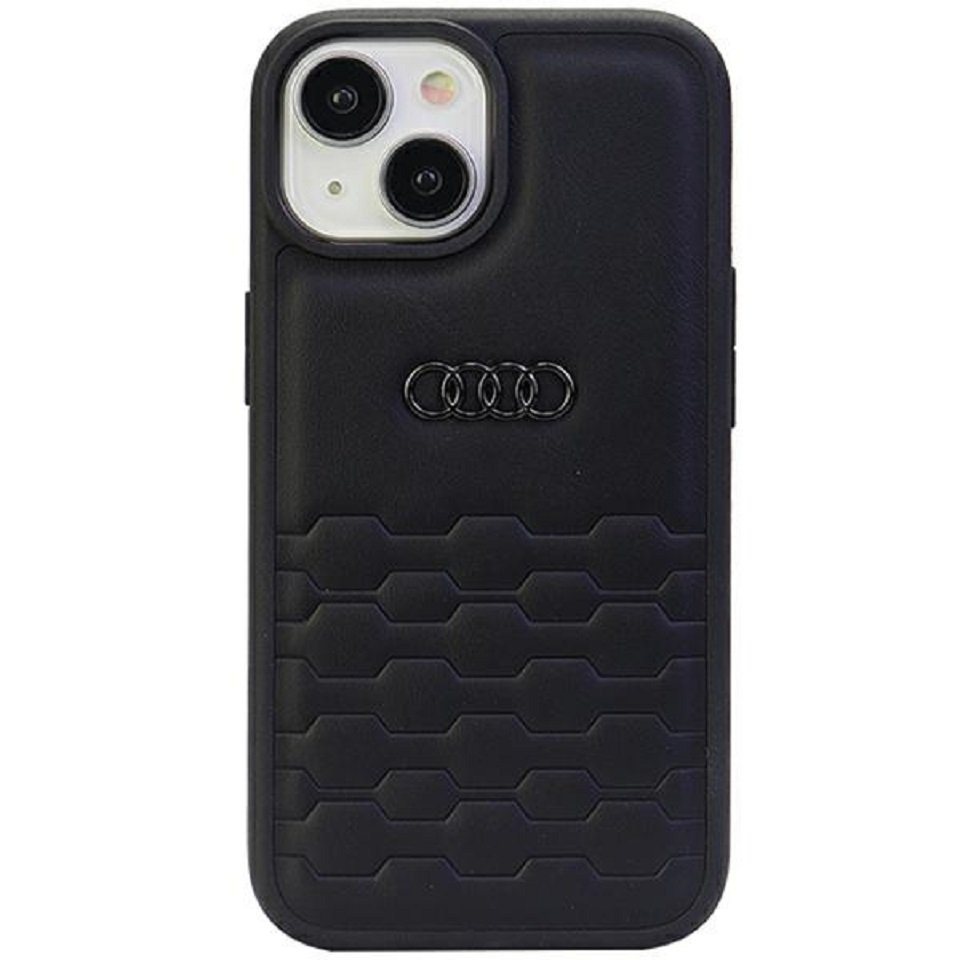 Audi Handyhülle Case iPhone 15 Serie GT schwarz Kunstleder Logo 6,1 Zoll, Kantenschutz von Audi