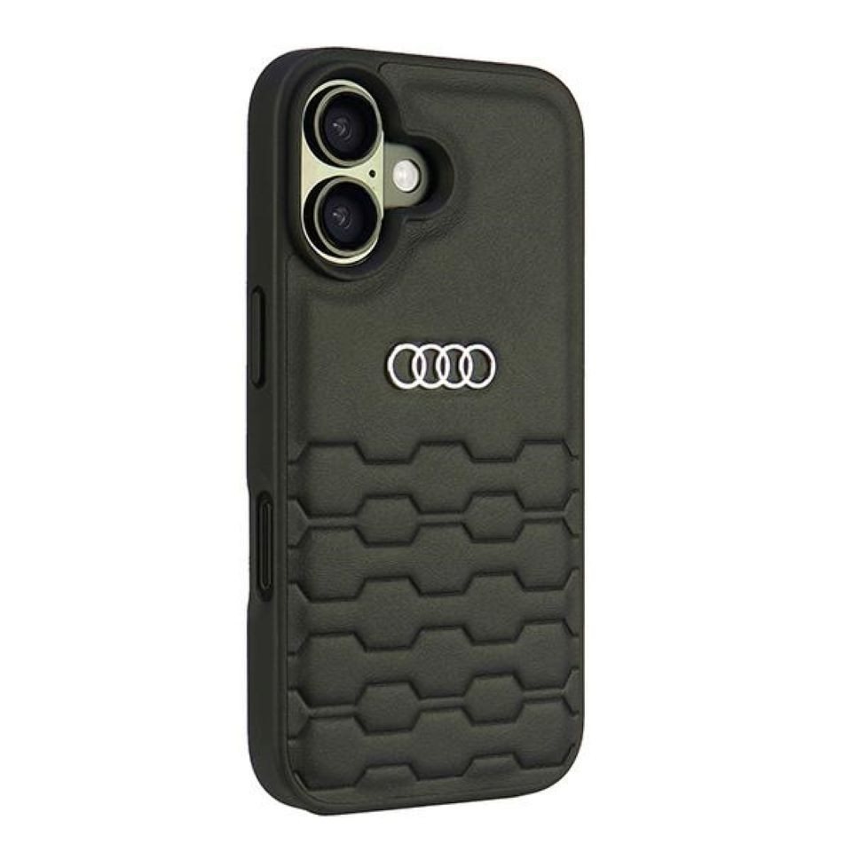 Audi Handyhülle iPhone 16 Kunstleder schwarz Logo Metall 6,1 Zoll, Kantenschutz Audi Handyhülle iPhone 16 Kunstleder schwarz Logo Metall 6,1 Zoll, Kantenschutz von Audi