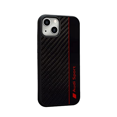 Audi Sport Handyhülle - Kompatibel mit iPhone 13 - Stoßabsorbierende Hülle mit Carbon - mit präzisen Aussparungen für Kamera, Anschlüssen & Tasten - Schwarz mit roten Details Audi Sport Handyhülle - Kompatibel mit iPhone 13 - Stoßabsorbierende Hülle mit Carbon - mit präzisen Aussparungen für Kamera, Anschlüssen & Tasten - Schwarz mit roten Details von Audi