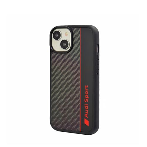 Audi Sport Handyhülle - Kompatibel mit iPhone 15 - Stoßabsorbierende Hülle mit Carbon - mit präzisen Aussparungen für Kamera, Anschlüssen & Tasten - Schwarz mit roten Details Audi Sport Handyhülle - Kompatibel mit iPhone 15 - Stoßabsorbierende Hülle mit Carbon - mit präzisen Aussparungen für Kamera, Anschlüssen & Tasten - Schwarz mit roten Details von Audi