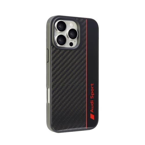 Audi Sport Handyhülle - Kompatibel mit iPhone 16 Pro Max - Stoßabsorbierende Hülle mit Carbon - mit präzisen Aussparungen für Kamera, Anschlüssen & Tasten - Schwarz mit roten Details Audi Sport Handyhülle - Kompatibel mit iPhone 16 Pro Max - Stoßabsorbierende Hülle mit Carbon - mit präzisen Aussparungen für Kamera, Anschlüssen & Tasten - Schwarz mit roten Details von Audi