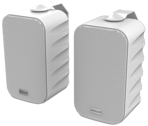 Audibax Delta 52 BT White Bluetooth-Lautsprecher, Hochleistungs-Aktiv-Lautsprecher für die Wand, Bluetooth-kompatibel, hoher Frequenzbereich (80 Hz-20 kHz), Surround-Sound von Audibax