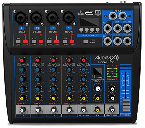 Audibax MG06 USB Mesa Mezclas 6 canales con Bluetooth, MP3,USB Rec y Efectos von Audibax