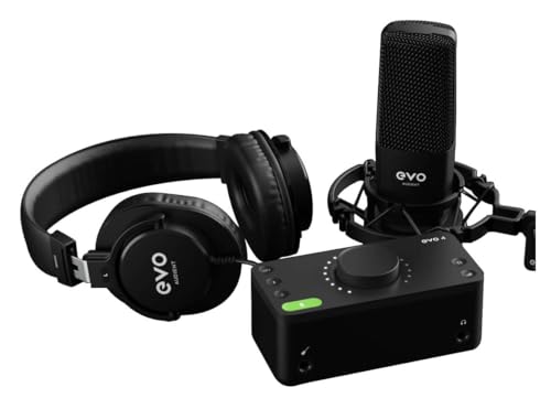EVO Start Recording Bundle (EVO 4 Audio-Interface, SR1 Großmembran-Kondensatormikrofon, SR2000 geschlossene Studiokopfhörer, eine Mikrofonspinne, ein XLR-Anschlusskabel), Schwarz EVO Start Recording Bundle (EVO 4 Audio-Interface, SR1 Großmembran-Kondensatormikrofon, SR2000 geschlossene Studiokopfhörer, eine Mikrofonspinne, ein XLR-Anschlusskabel), Schwarz von EVO