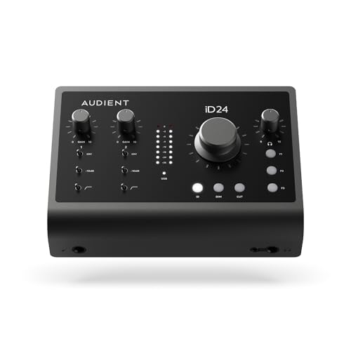 Audient Audiointerface iD24, 2 Class-A Mikrofonvorverstärker (High Performance USB-C Audiointerface, Audio Loop-Back, 2 Kopfhörerausgänge, hochwertiger Mikrofonverstärker) von Audient