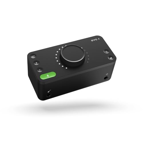 Audient EVO4, EVO 4 USB Audio Interface Soundkarte für Musikproduktion (2 in / 2 out USB-Audiointerface, 48 Volt Phantomspeisung, 2 Mikrofon-Vorverstärker, etc.) von Audient