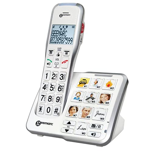 Geemarc AmpliDECT 595 Festnetztelefon für Senioren, kabellos, mit Anrufbeantworter, einfach und praktisch | Große SOS-Tasten für Fotos | Verstärkter Sound + 50 dB kompatibel mit Hörgeräten von Audilo