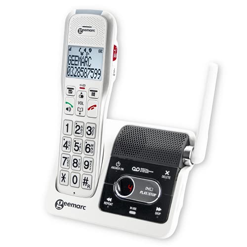 Geemarc - Amplidect 595 U.L.E. - Verstärktes schnurloses Telefon - Anrufer-ID - Anrufbeantworter und Anrufsperre - Hörgerätekompatibel - Lauter Klingelton - Große Tasten von Audilo