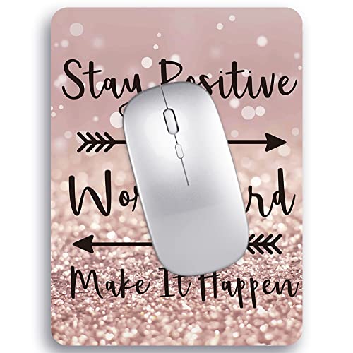 Audimi Kleine Mauspad 15 x 20 cm, Mini Mauspad dick für Laptop Wireless Mouse Home Office Travel, tragbar & waschbar (Stay Positive) von Audimi