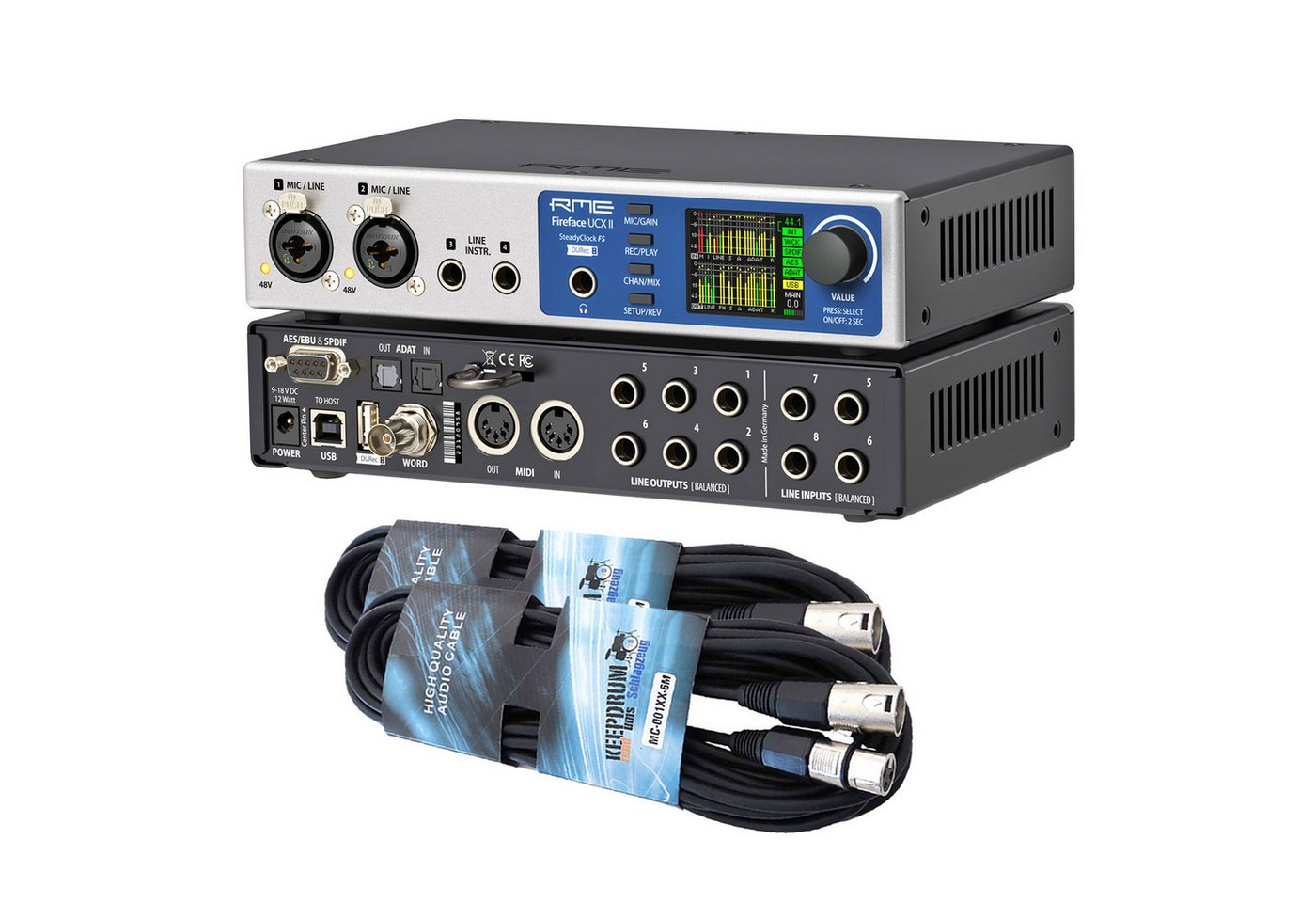 Audio-RME Fireface UCX II Interface + 2x XLR-Kabel Digitales Aufnahmegerät von Audio-RME