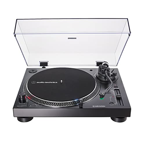 Audio-Technica AT-LP120XUSB-BK Direct-Drive Plattenspieler (Analog & USB), Vollständig manuell, Hi-Fi, 3 Geschwindigkeiten, konvertiert Vinyl zu digital, Anti-Skate und Variable Tonhöhe, Schwarz von Audio-Technica