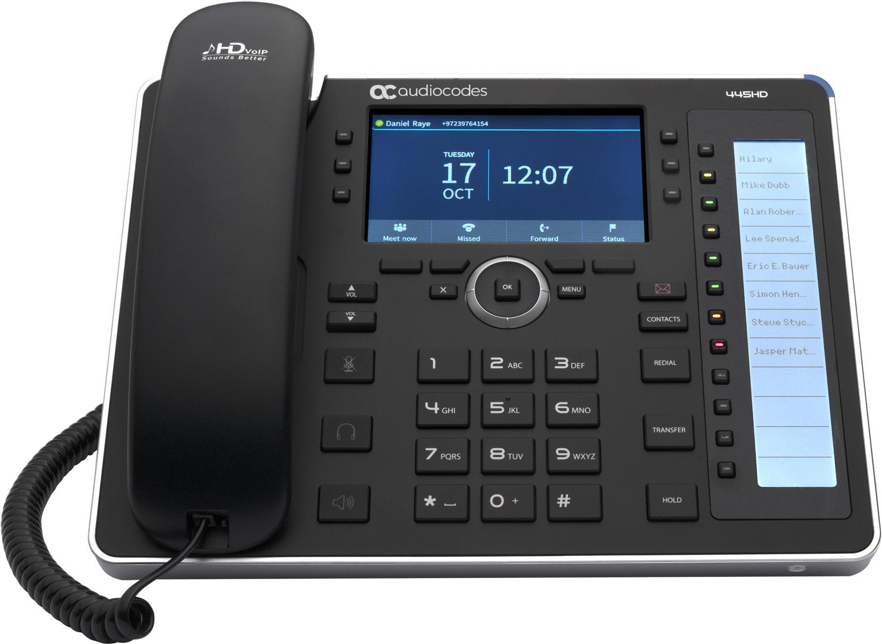 AudioCodes 445HD IP-Telefon Schwarz 8 Zeilen LCD WLAN (IP445HDEG-BW) von Audiocodes