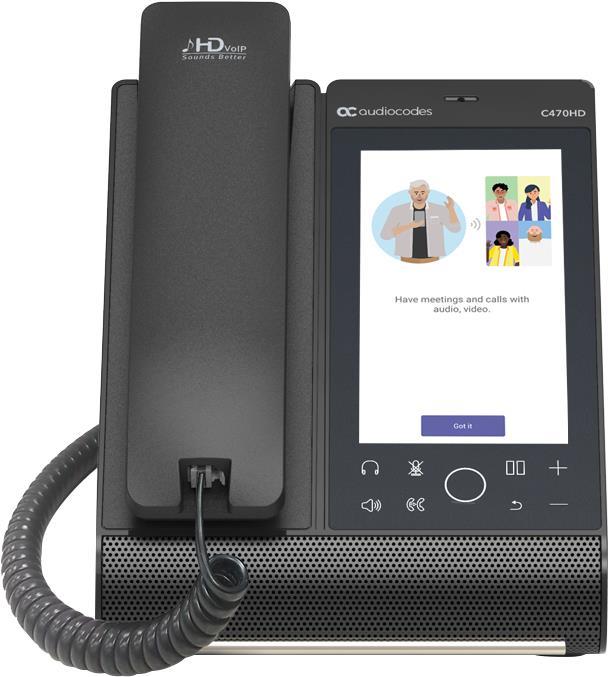AudioCodes C470HD - IP-Telefon - Schwarz - Kabelgebundenes Mobilteil - Tisch/Bank - Android - TFT (TEAMS-C470HDPS-DBW) von Audiocodes