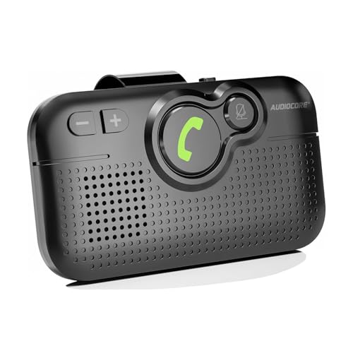 Audiocore AC475 Freisprechanlage für Auto | Kompatibel mit Siri und Google Assistant | Bluetooth 5.0 | Auto ON, Sprachführung, A2DP, Automatische Wiederverbindung, 2W Lautsprecherleistung von Audiocore