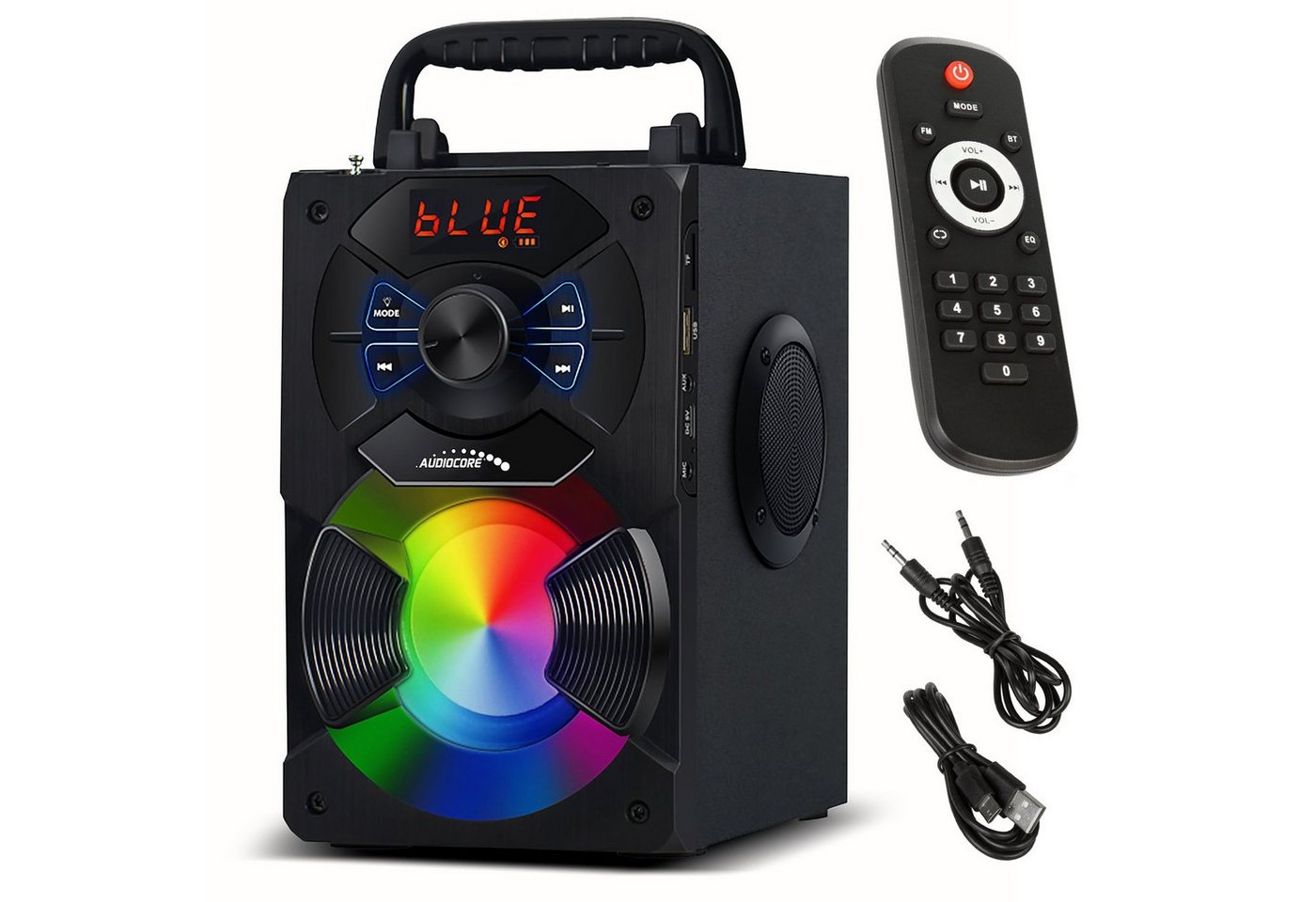Audiocore AC730 Bluetooth-Lautsprecher (11 W, inkl. Fernbedienung, Equalizer, Mikrofon, USB, AUX, MicroSD, FM Radio) von Audiocore