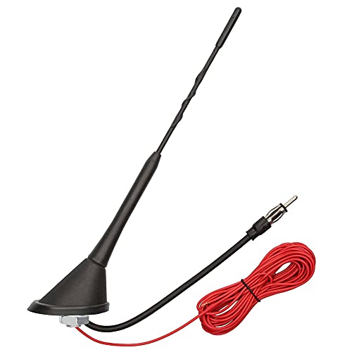 Audioproject A285 - Universal Auto-Antenne 24cm mit Fuß 16V Antennen-Stab + Verstärker 5m Stromkabel KFZ Dach Auto-Radio kompatibel mit VW Golf 4 5 6 Passat Polo Audi Opel Corsa Astra Ford BMW Mini von Audioproject