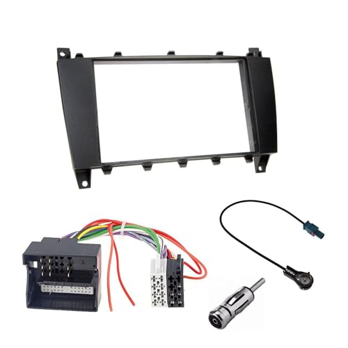 Audioproject A303-10 - Autoradio Radioblende Set Doppel-DIN für Mercedes Benz C-Klasse W203 S203 CL203 CLC 2004-2007 Radioadapter Antennenadapter Einbaurahmen 2-DIN schwarz von Audioproject