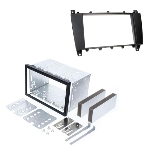 Audioproject A303-20 - Autoradio Radioblende Set Doppel-DIN für Mercedes Benz C-Klasse W203 S203 CL203 CLC 2004-2007 Metall Einbaurahmen 2-DIN schwarz von Audioproject