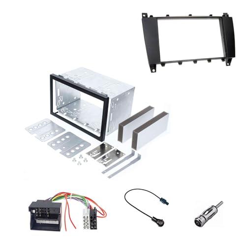 Audioproject A303-30 - Autoradio Radioblende Set Doppel-DIN für Mercedes Benz C-Klasse W203 S203 CL203 CLC 2004-2007 Radioadapter Antennenadapter Einbaurahmen 2-DIN schwarz von Audioproject