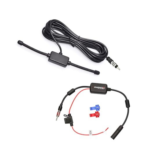 Audioproject A414-10 - Autoradio Autoantenne Set Scheibenantenne + Antennenverstärker +25dB AM FM UKW - DIN Adapter 5m Kabel Auto Antenne Radio kompatibel für VW Golf Audi Opel Ford BMW Seat Skoda von Audioproject