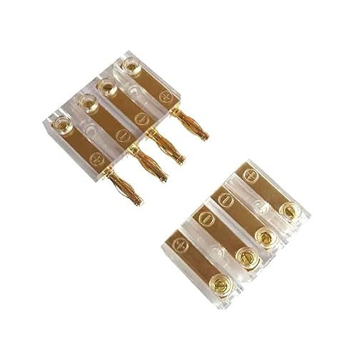Audioproject A429 - Bananenstecker 4 Fach Kabel Steckverbinder Bananenbuchse Kupplung bis 4,00qmm Lautsprecherkabel Verstärker Soundboard Heckablagen Stecker Subwoofer Kabel Verbinder vergoldet von Audioproject