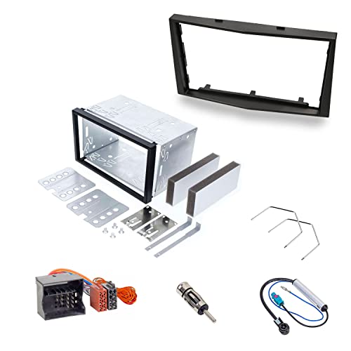 Audioproject A451 - Autoradio Radioblende Set Doppel DIN kompatibel mit OPEL Corsa D Astra H Zafira B Tigra Antara Vivaro 2-DIN Metall Einbauschacht Radioadapter Antennenadapter Entriegelung schwarz von Audioproject