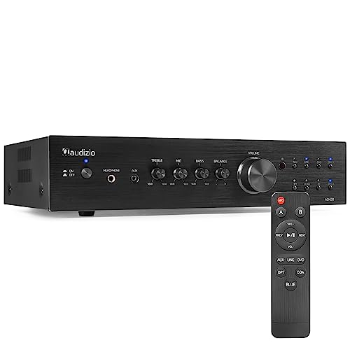 Audizio AD420B - 4 Kanal Verstärker mit Bluetooth, 4 x 100 Watt, mit Fernbedienung, 2.1 kompatibel, Cinch, Optisch, AUX, Koaxial, 8 Ohm, Class AB Stereo Amplifier, Schwarz Audizio AD420B - 4 Kanal Verstärker mit Bluetooth, 4 x 100 Watt, mit Fernbedienung, 2.1 kompatibel, Cinch, Optisch, AUX, Koaxial, 8 Ohm, Class AB Stereo Amplifier, Schwarz von Audizio