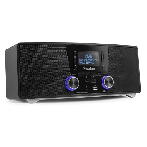 Audizio Cannes Stereo DAB Radio mit CD Player, Bluetooth Stereoanlage Kompaktanlage mit Fernbedienung, DAB+ UKW Digitalradio, USB MP3 Player, Küchenradio mit LED Display, Schwarz von Audizio