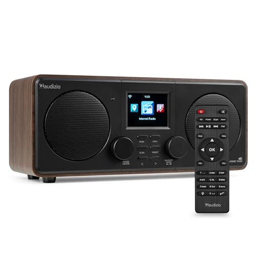 Audizio Foza - Internetradio WLAN, DAB Radio mit Bluetooth, Fernbedienung, 50 Watt, FM, AUX in, USB, MP3, Kopfhörer Anschluss, DAB+ Radio, Küchenradio, Dual Alarm, Sleeptimer - Holz Audizio Foza - Internetradio WLAN, DAB Radio mit Bluetooth, Fernbedienung, 50 Watt, FM, AUX in, USB, MP3, Kopfhörer Anschluss, DAB+ Radio, Küchenradio, Dual Alarm, Sleeptimer - Holz von Audizio